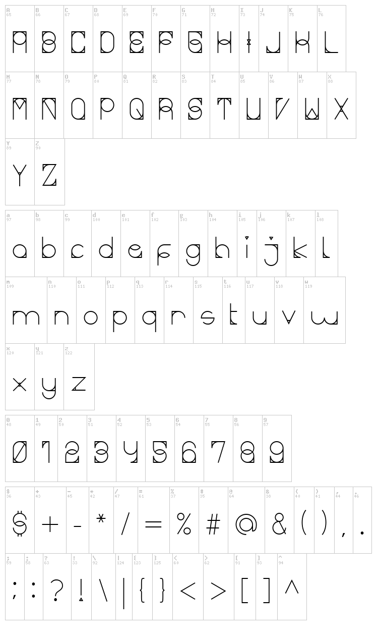 Mueeza font map