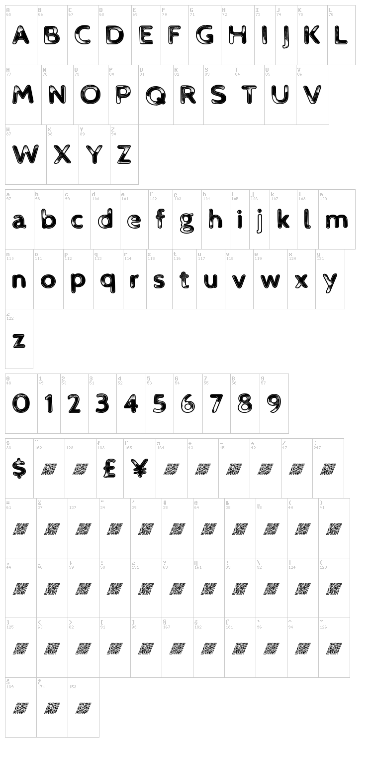 Neon Tech font map