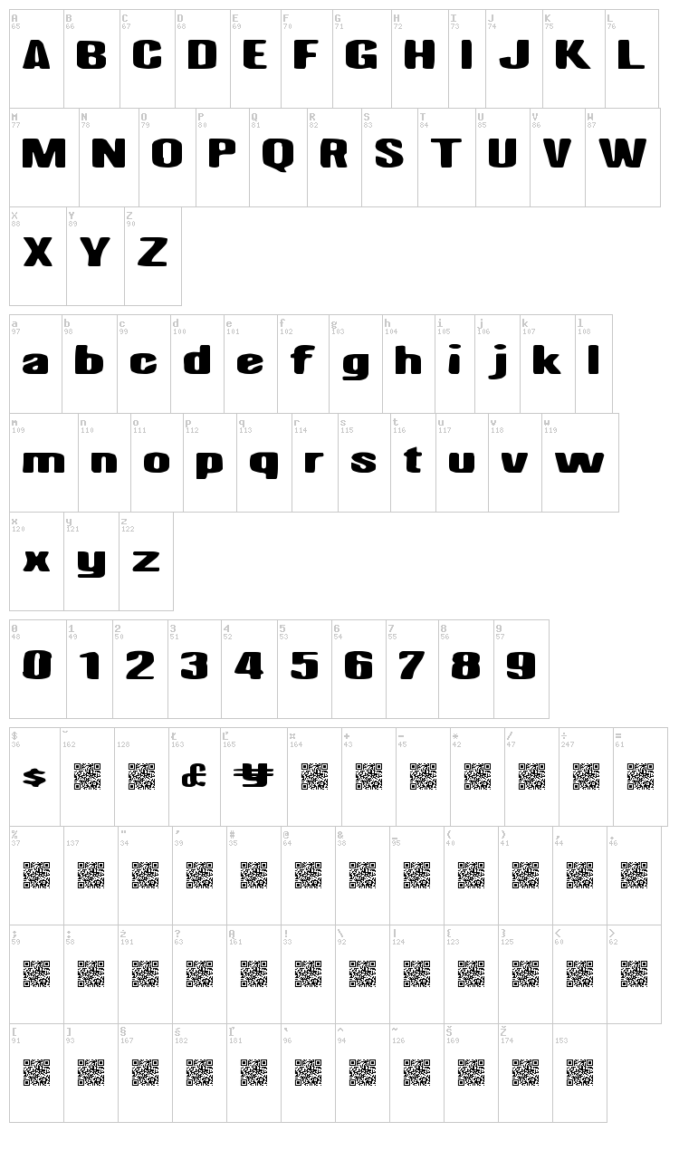 Night Hawk font map