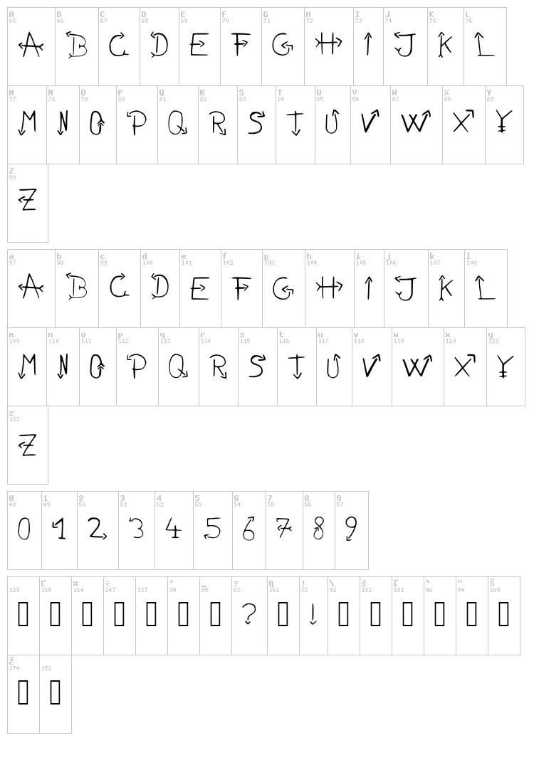 No Name Font font map