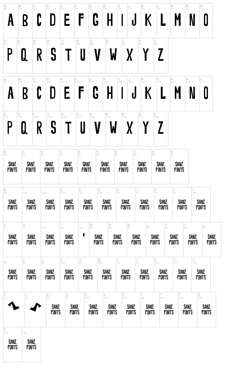 Noveey font map
