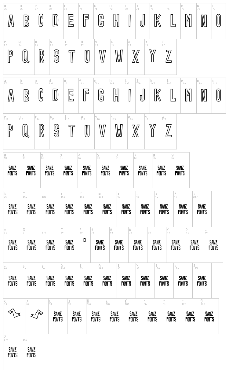 Noveey font map