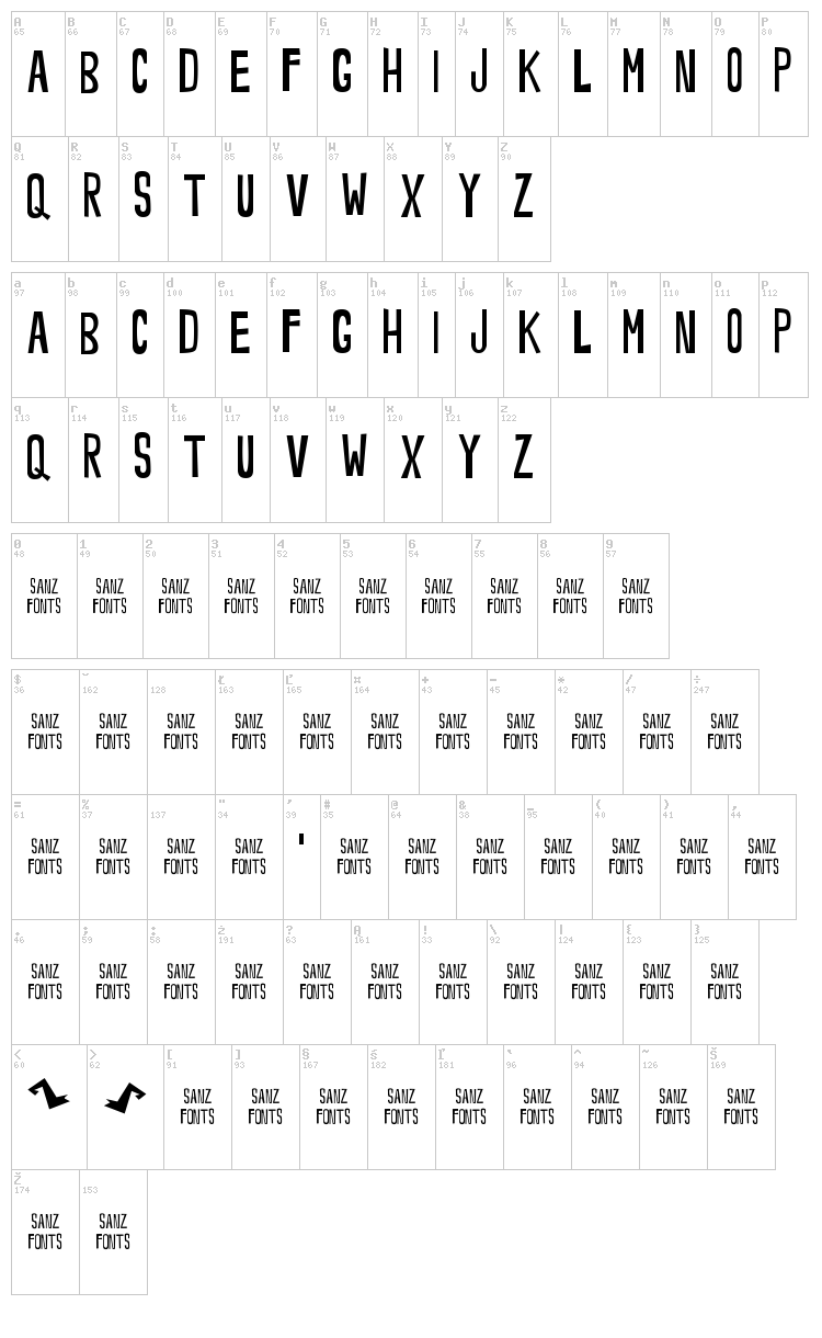 Noveey font map