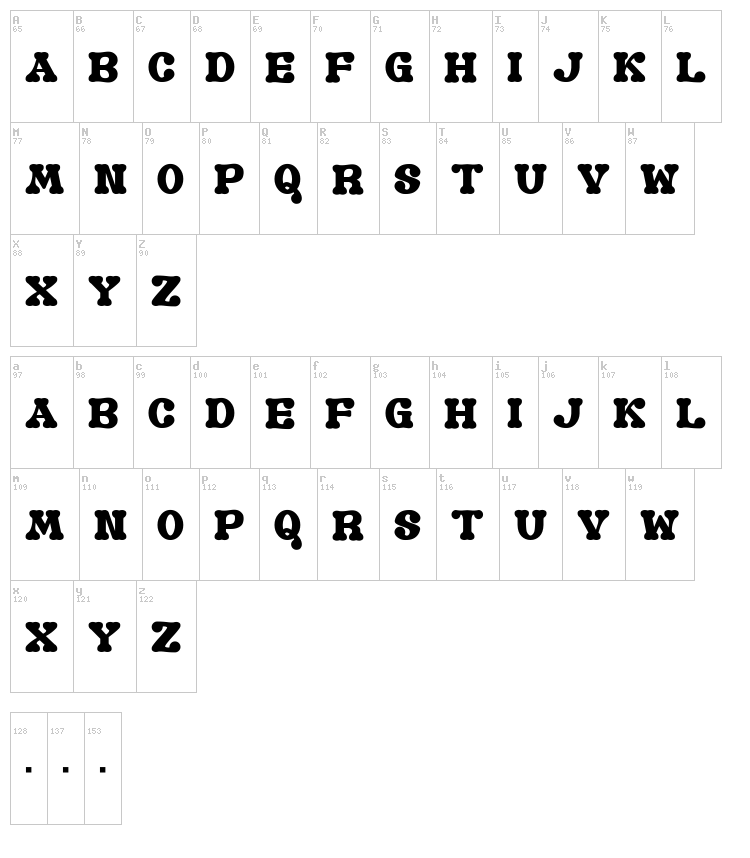Old Book G font map