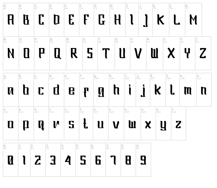 Oliver font map