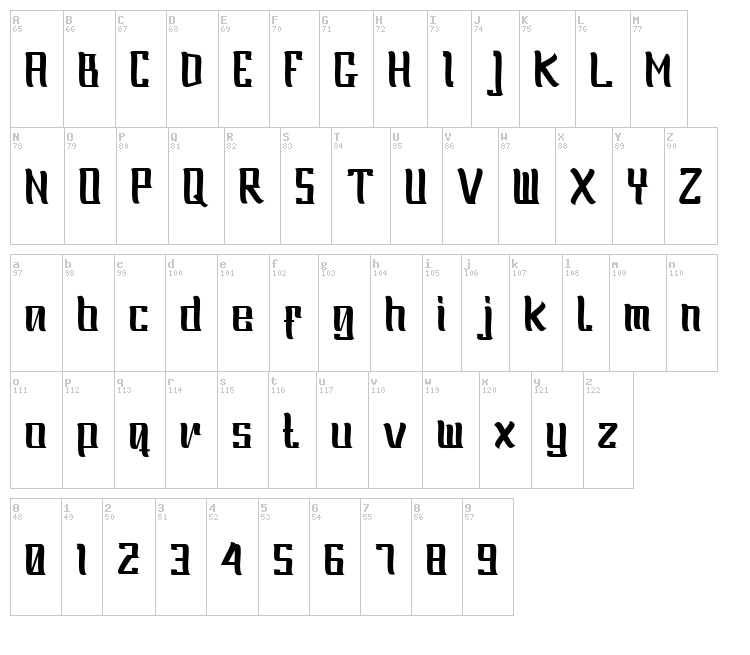 Oliver font map