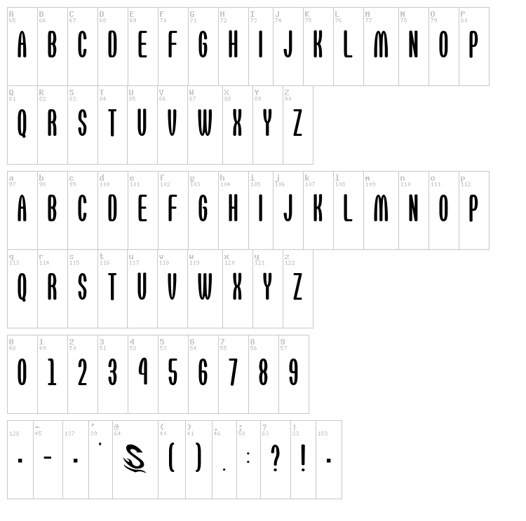 Omotenashi G font map