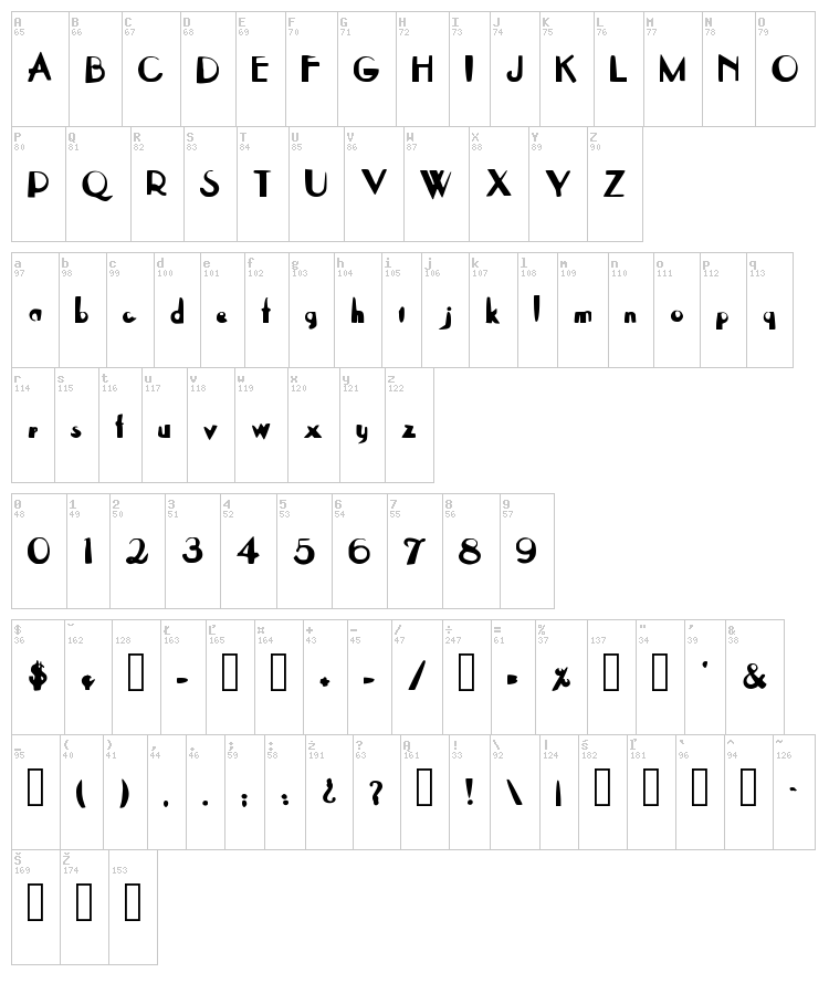 On the Left font map