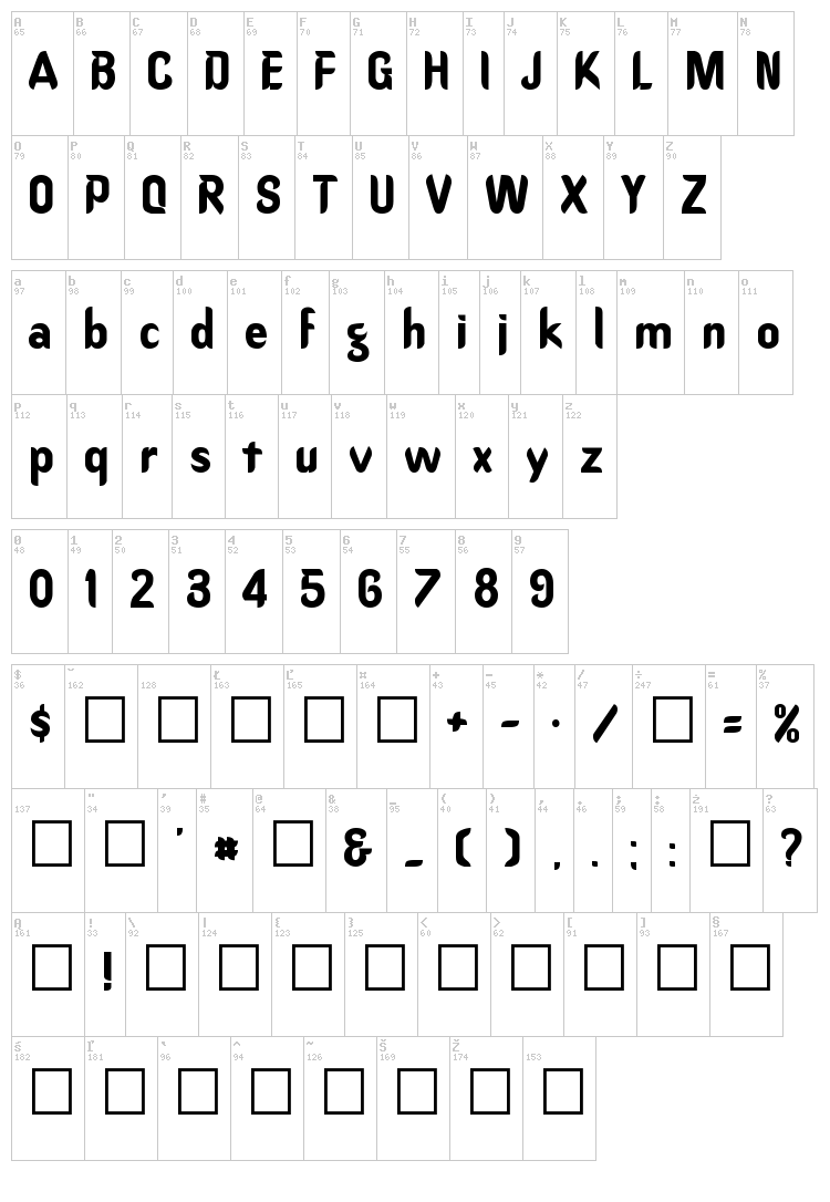 Oregon Dry font map