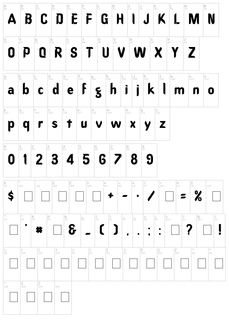 Oregon Dry font map
