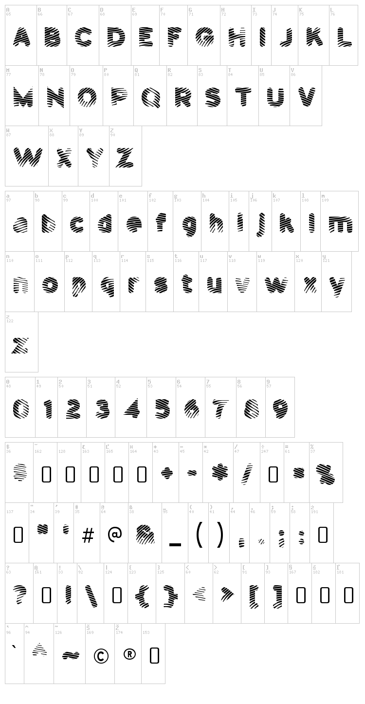Pants Patrol font map