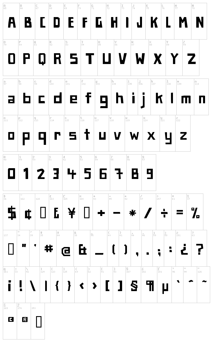 Paper Johnny font map