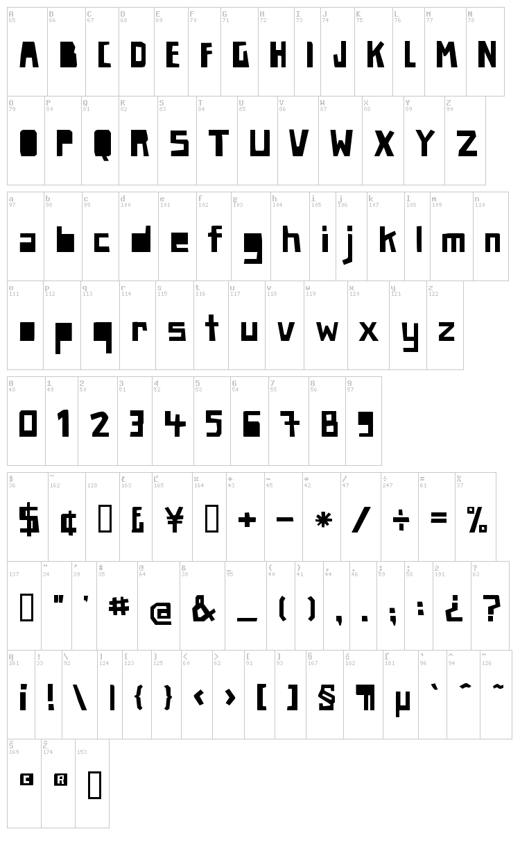 Paper Johnny font map