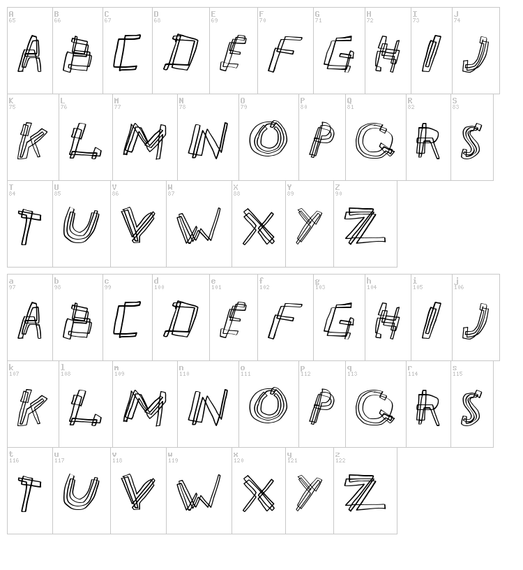Partyline font map