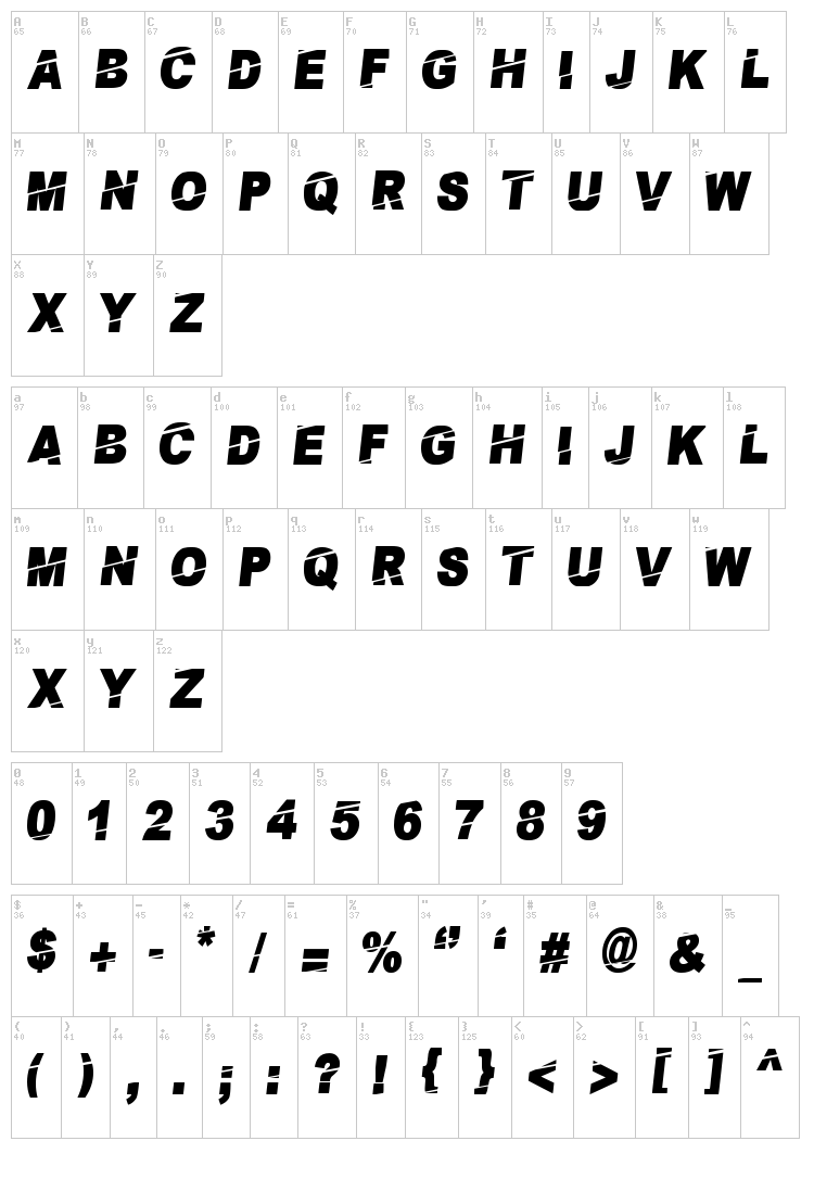PaybAck font map
