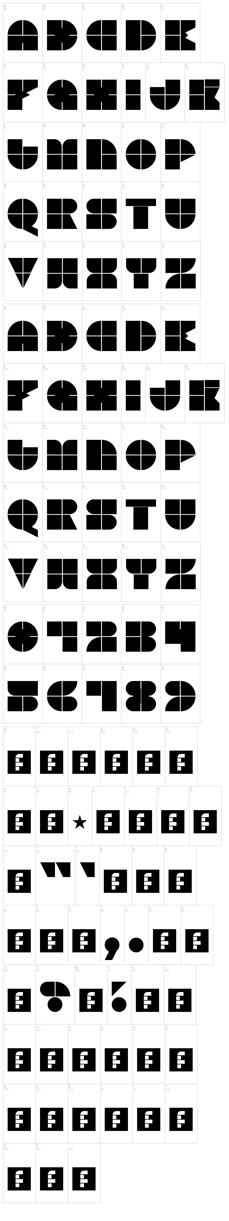 Plano font map
