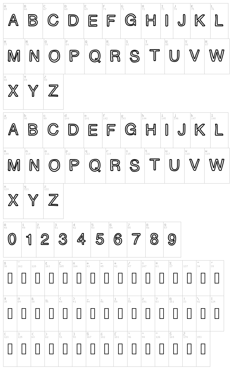 PLAQUE font map