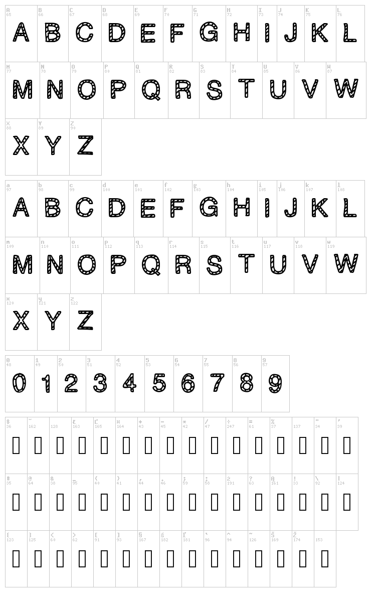 PLAQUE font map