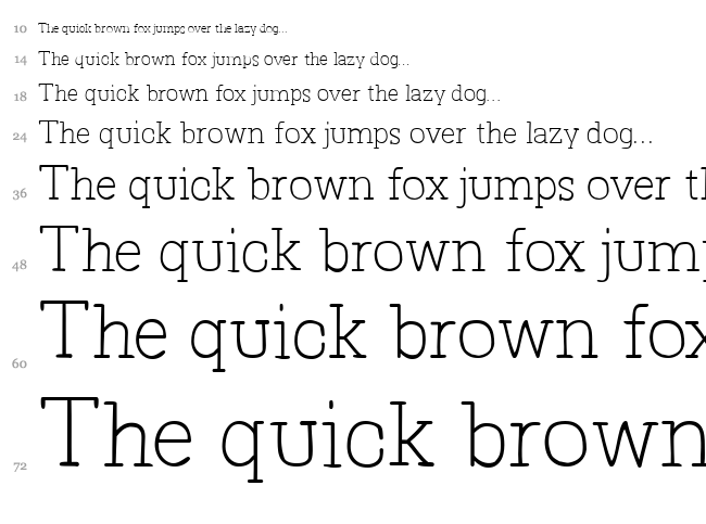 Primitiva Slab font waterfall