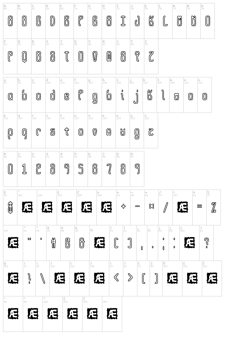 Queasy BRK font map