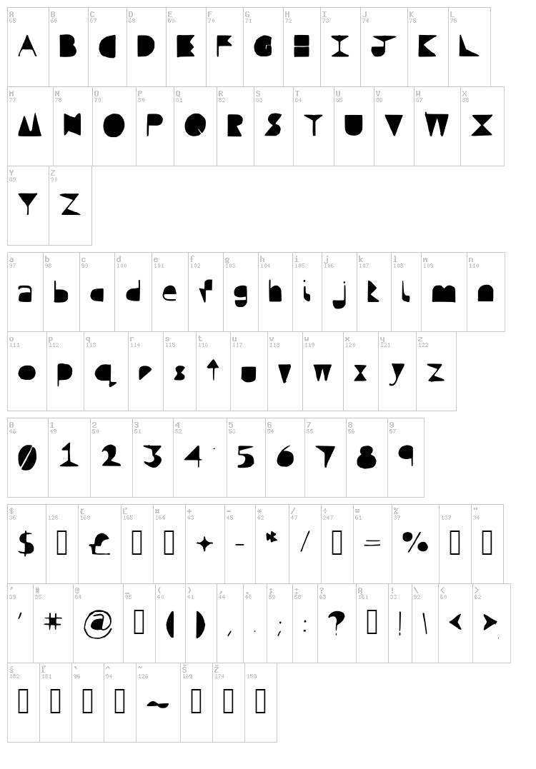 Questra font map
