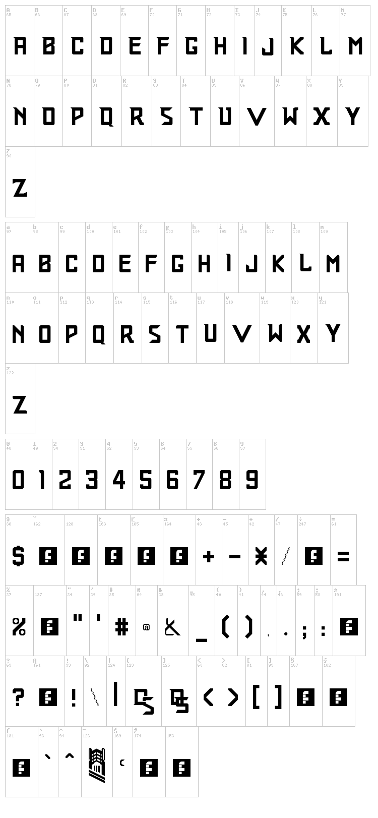 Railroader font map