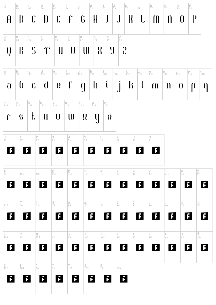 Royalty Code font map
