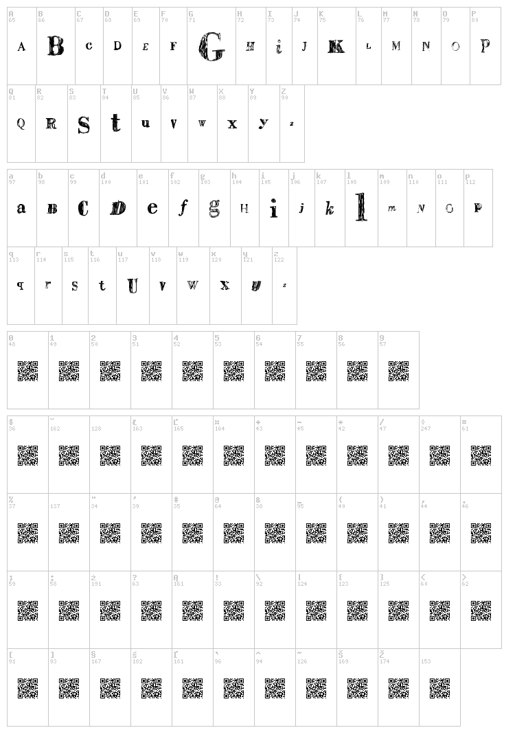 Sail Away font map