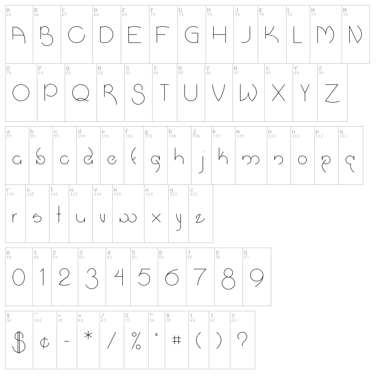 Salt Truck To The Stars font map