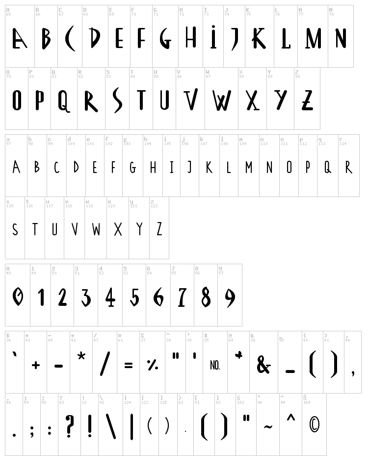 Seeds font map
