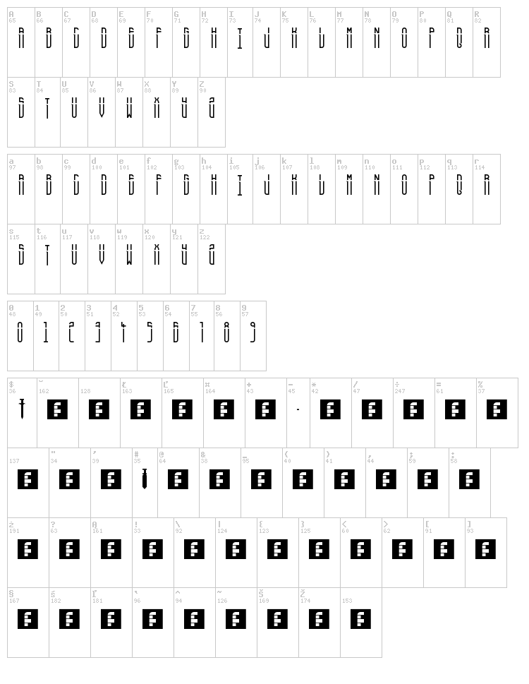 Severed FS font map