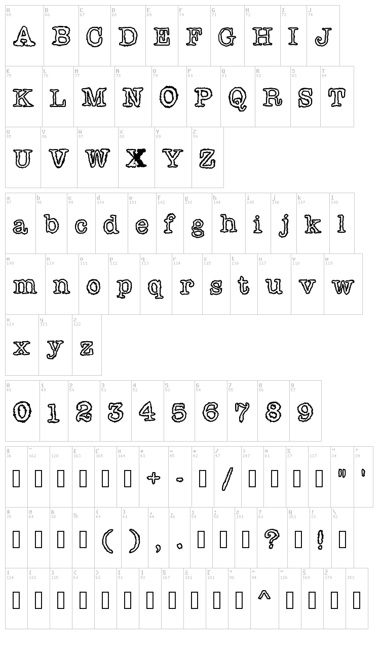 Shiver for you font map