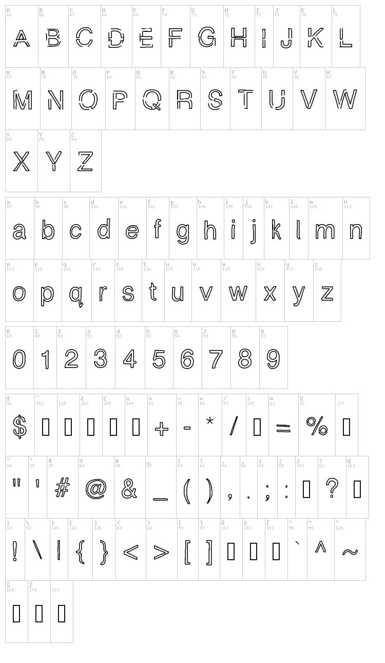 Simply Chalky font map