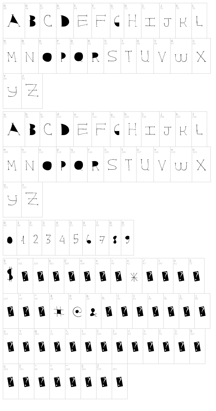 Star Rising font map
