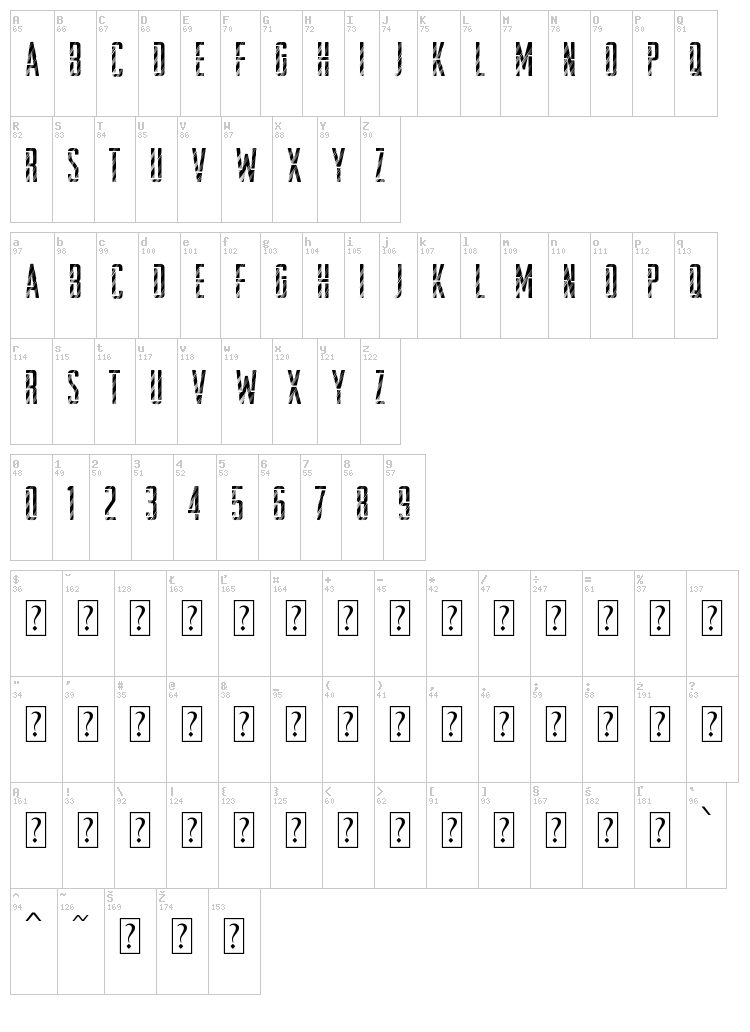 Stencil Disco font map