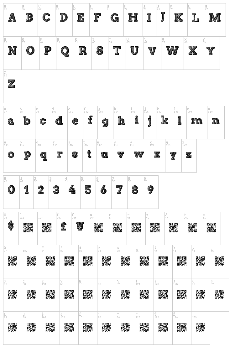 Stripe Attack font map