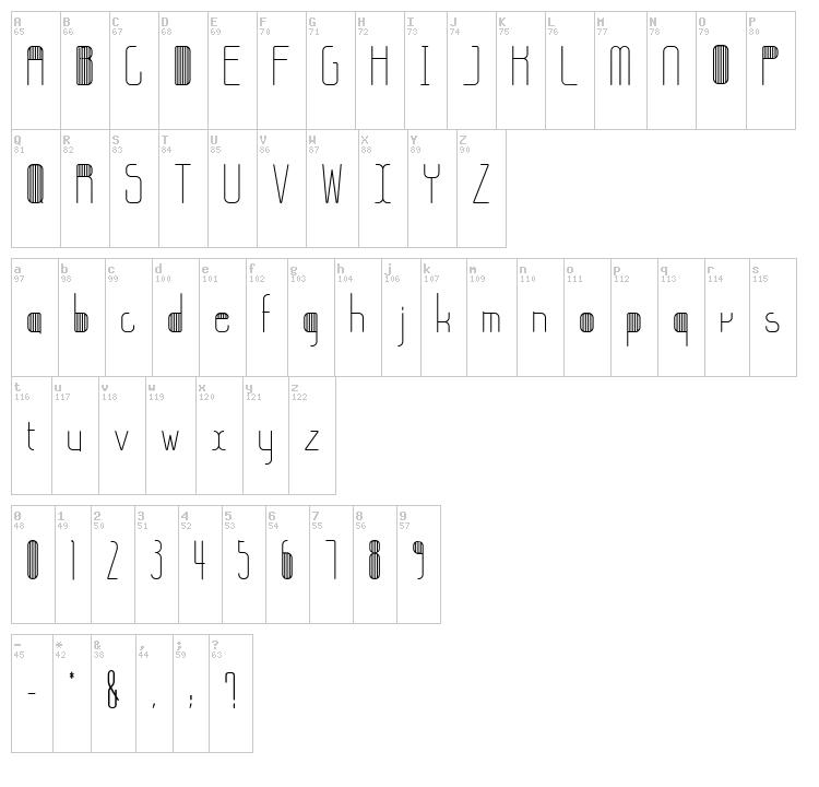 Stripes font map