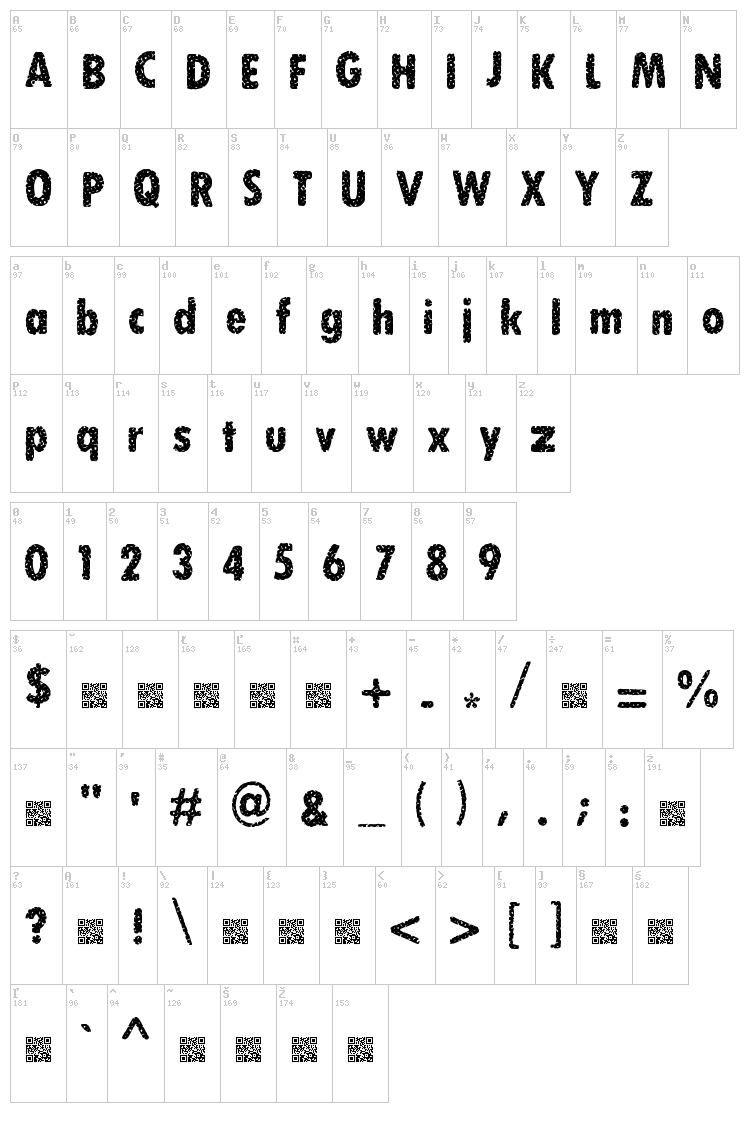 Stuck Brayers font map