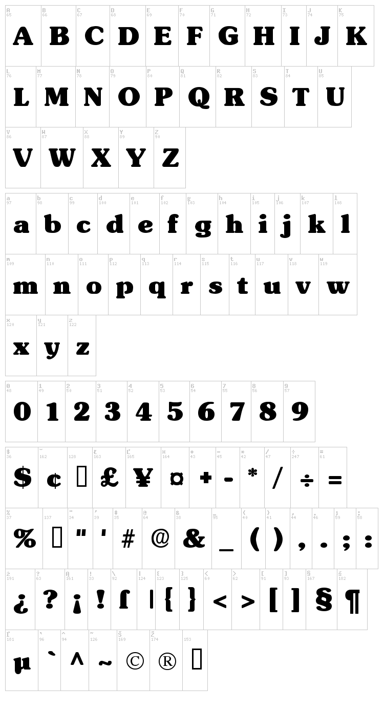 Subway font map