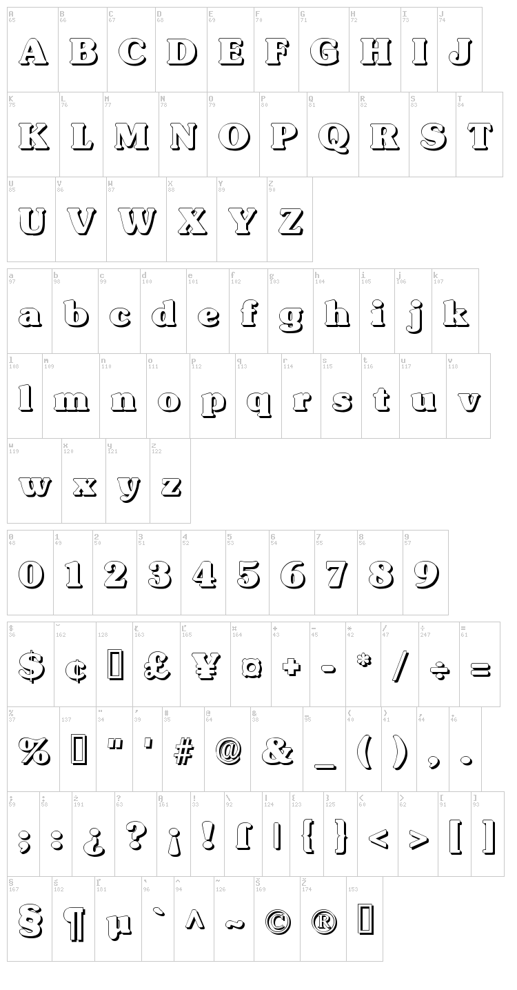 Subway font map