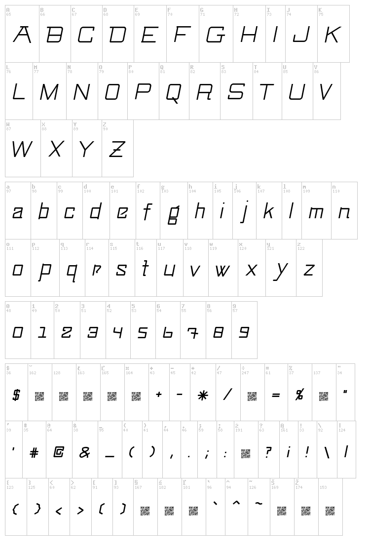 Swingarm Yori font map