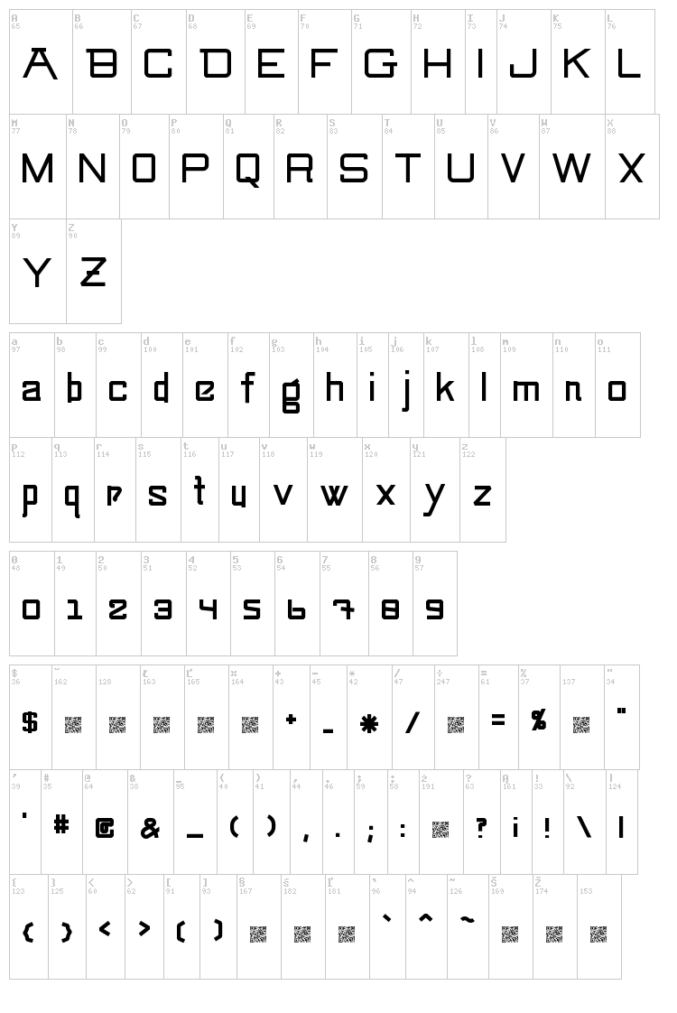 Swingarm Yori font map