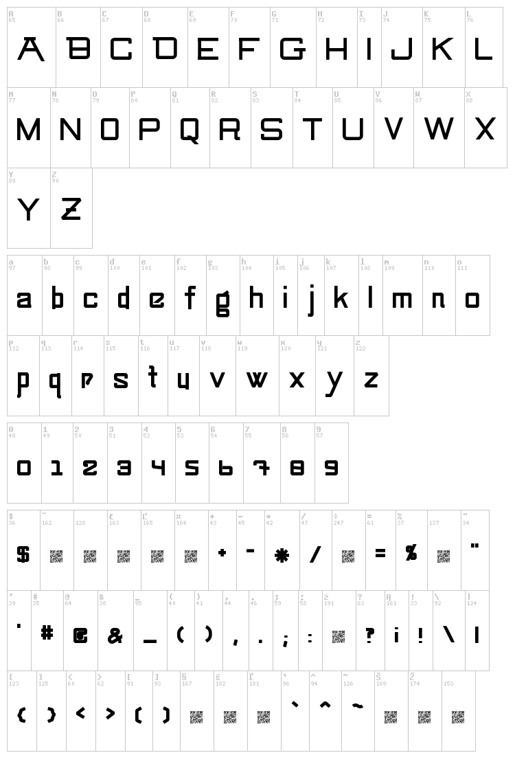 Swingarm Yori font map