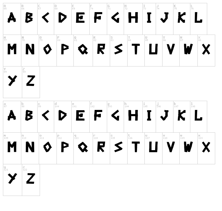The Day Is My Enemy font map