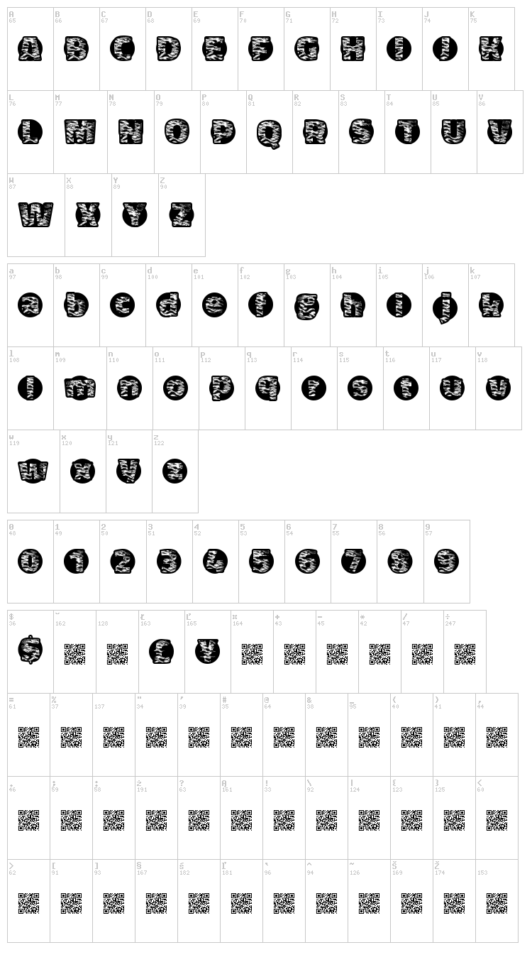 Tiger Bawl font map