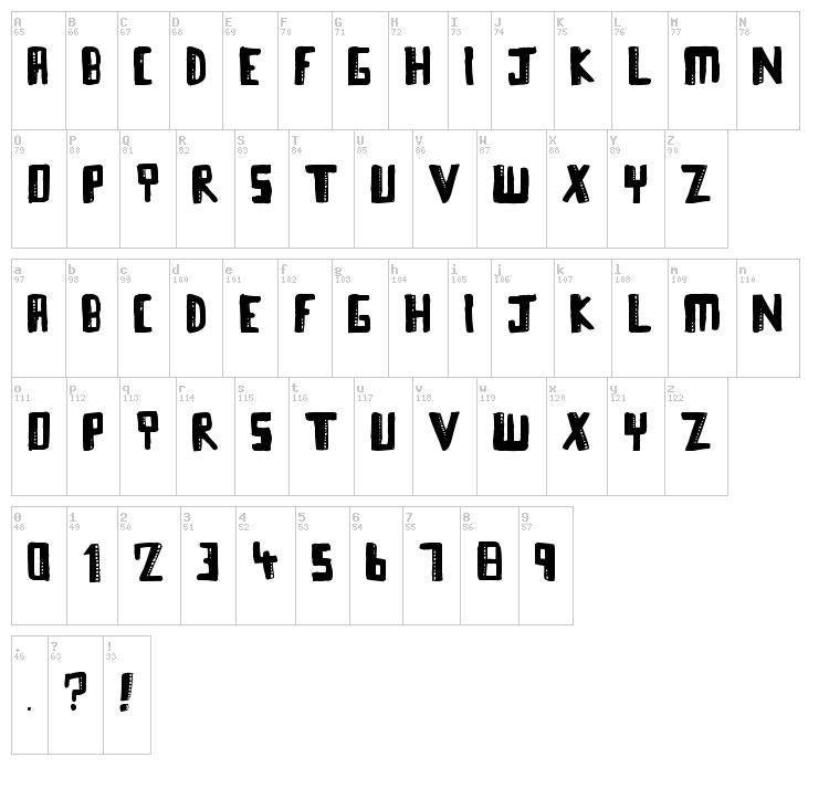 Tower Blocks font map