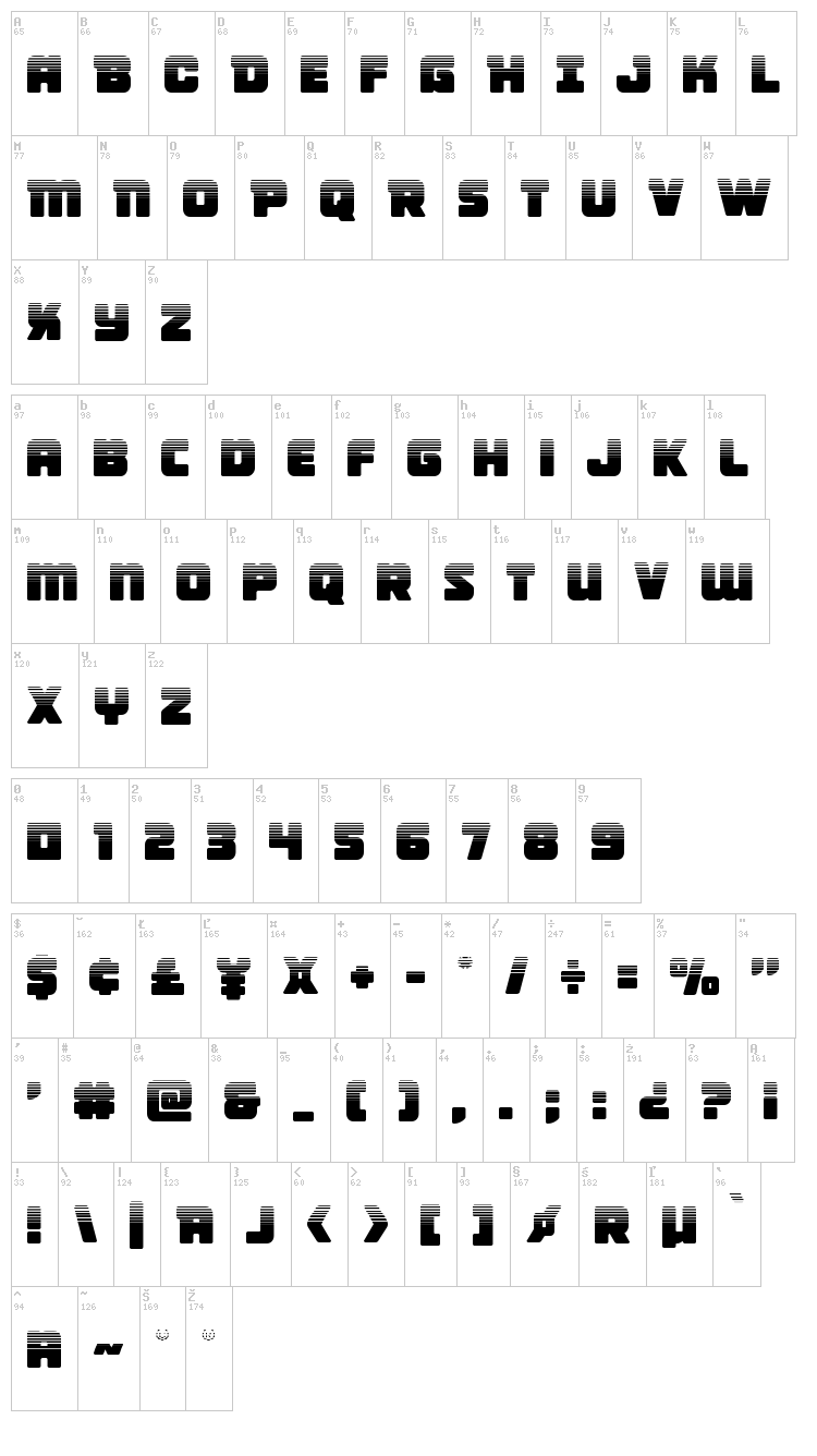 Victory Comics font map