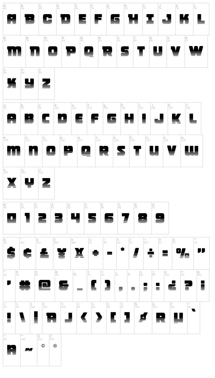 Victory Comics font map