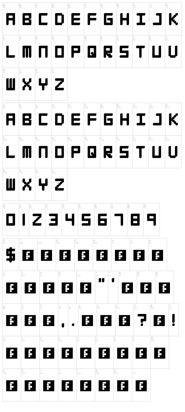 Waffleboy font map