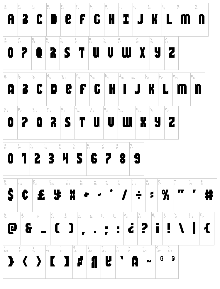 Warrior Nation font map